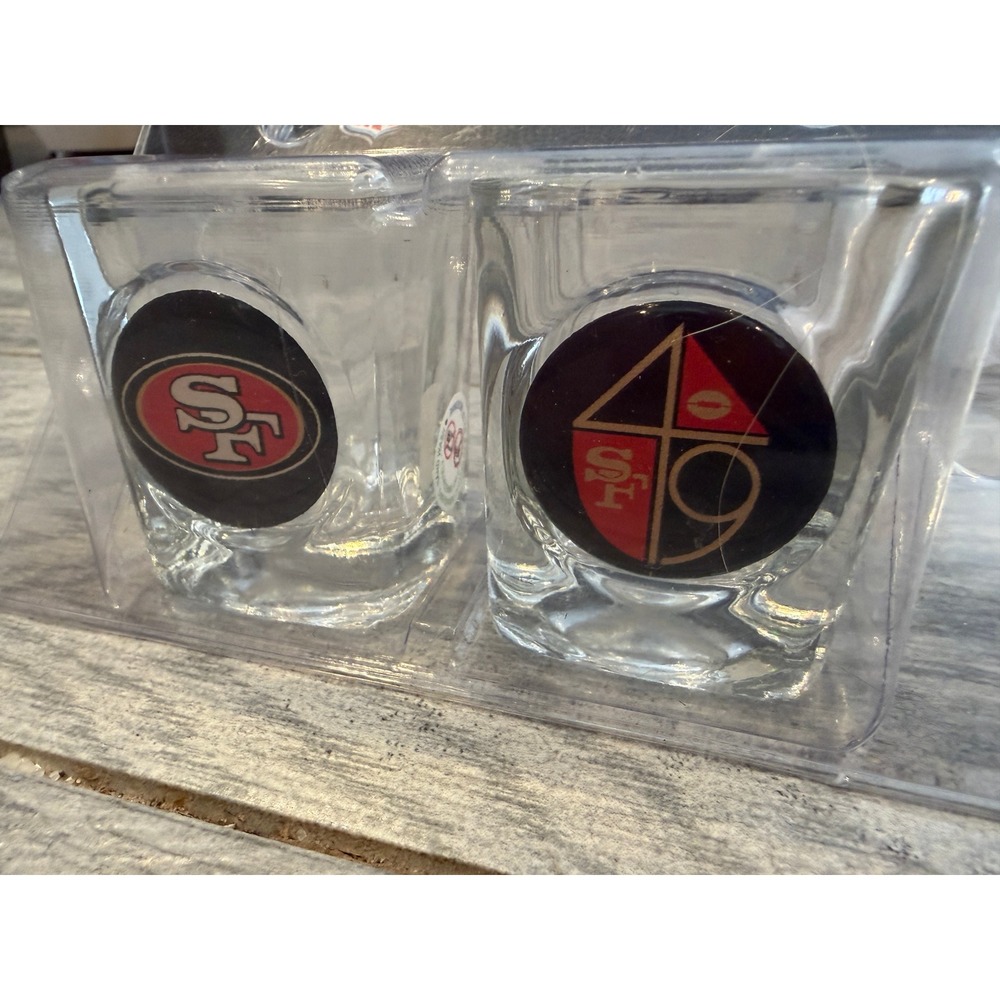 San Francisco 49ers 2 pc Shot Glass Set NFL NWT Gift Football‎ Barware Tailgate